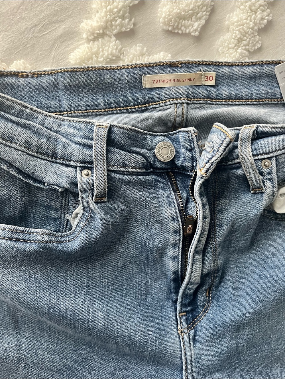 Levi's Light Blue Cropped Frayed Hem Jeans - Picture 3 of 3